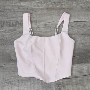 Abercrombie &‎ Fitch Pink Corset Style Crop Top Smocked Back Size Small